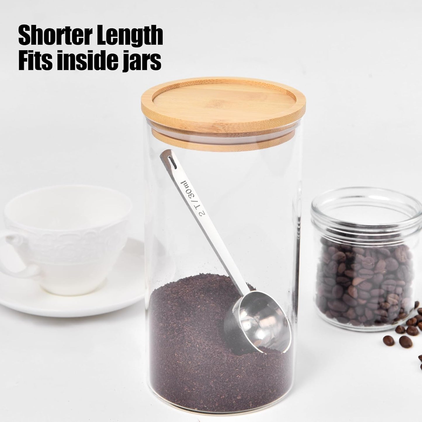 18/8 Stainless Steel Coffee Scoop, Doosu Food-Grade Metal Measuring Spoon with 4.3in Long Handle, Tablespoon Scooper for Coffee Beans, Ground Coffee, Espresso, Protein Powders, Tea, Sugar (2 Tbsp)