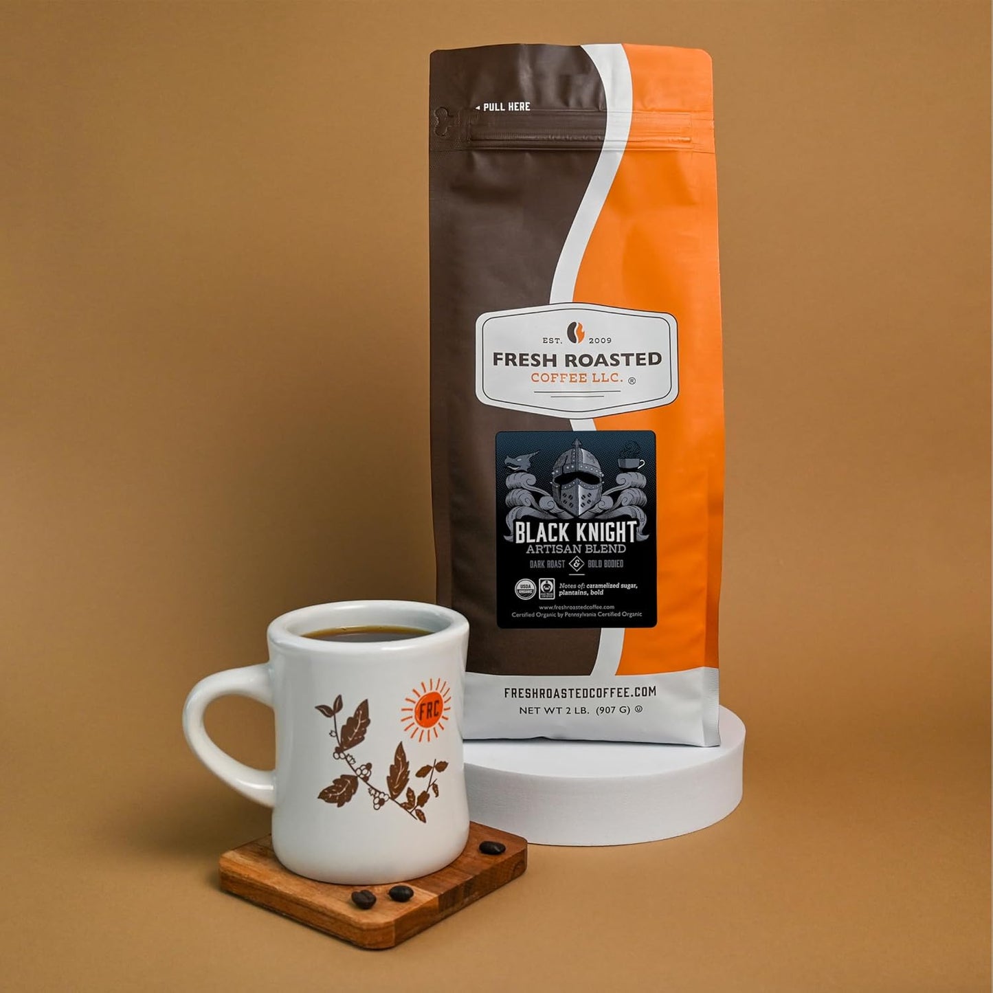 Fresh Roasted Coffee, Organic Black Knight | USDA Organic, Kosher | Dark Roast 2 lb (32 oz) Whole Bean