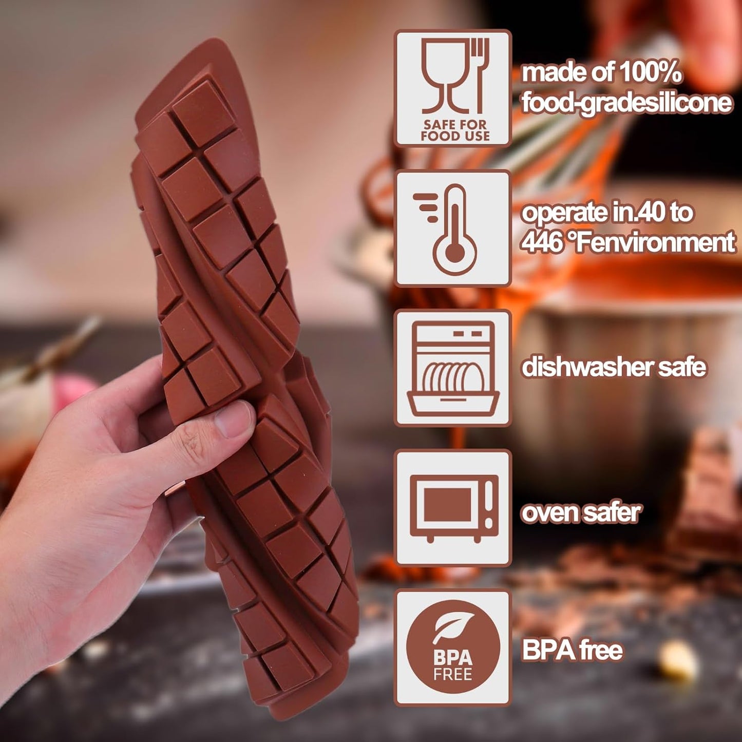 Mity rain Chocolate Bar Mold Deep, Silicone Thick Chocolate Bar Mold for Stuffed Bar, Square Knafeh Pistachio Chocolate Bar Break Apart Candy Bar Molds with 100pcs Storage Bags