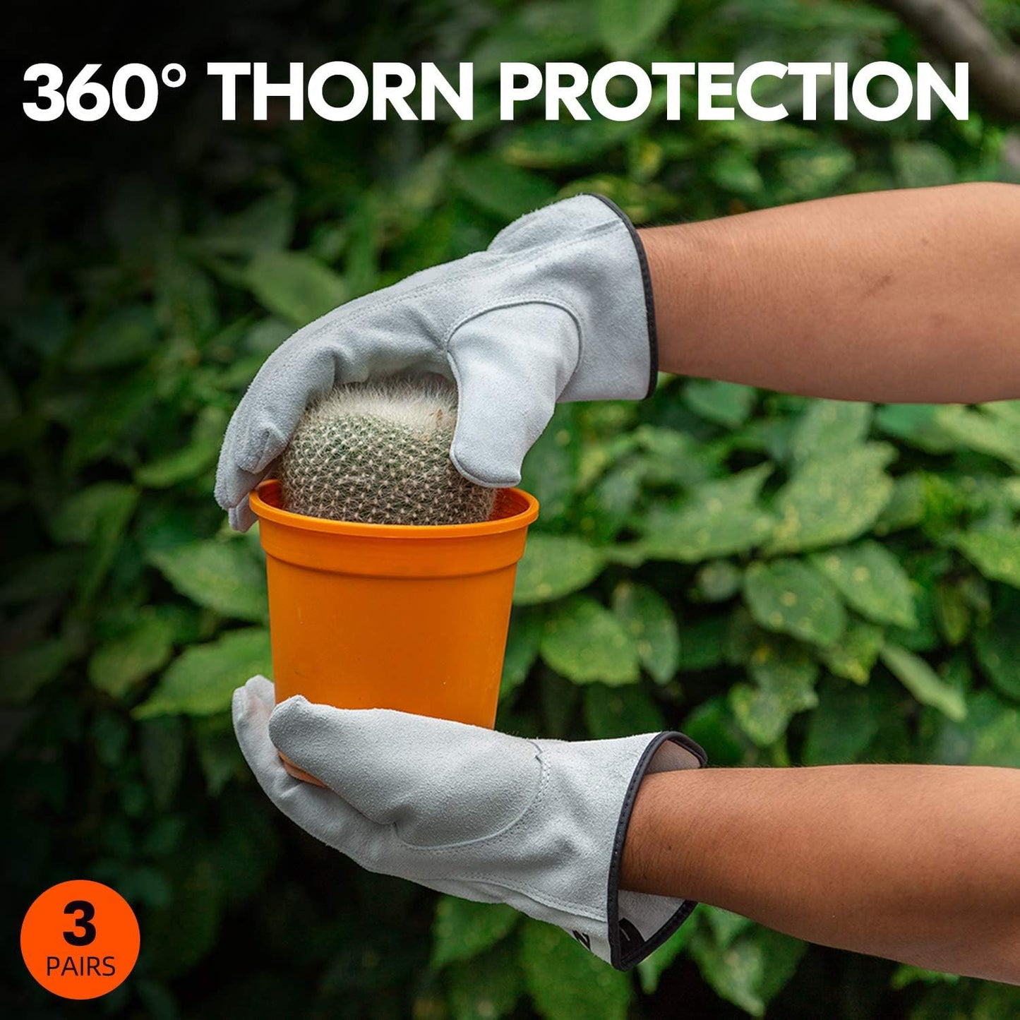 Vgo... 3-Pairs Unlined Cowhide Split Leather Work and Driver Gloves, for Heavy Duty, Truck Driving, Warehouse, Gardening, Farm (Size XL, White, CB9501)