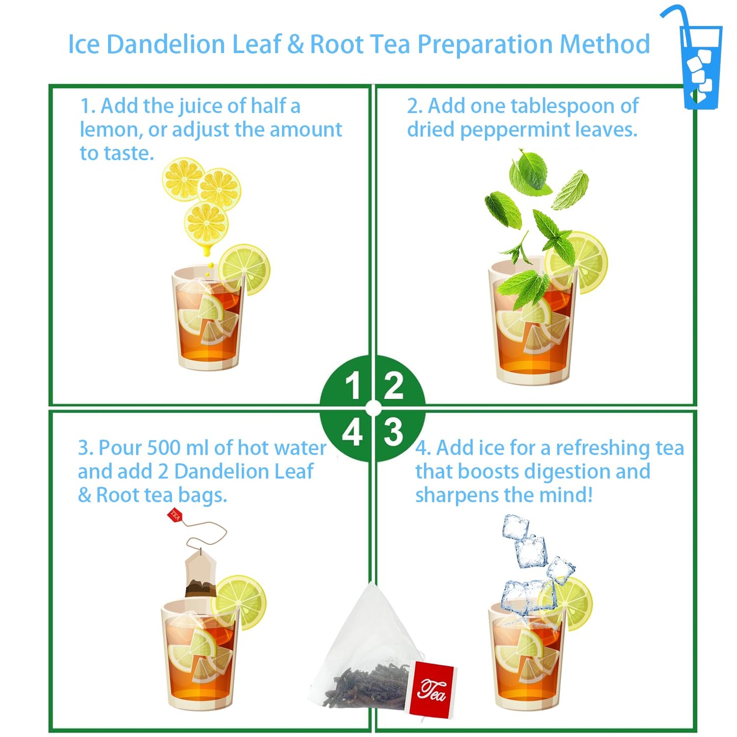 Samcci - Dandelion Leaf & Root Tea bags, 50 Teabags, Natural Roasted Dandelion Herbal Tea for Liver & Kidney Health, Support Digestion & Enhance Immune System, Caffeine Free