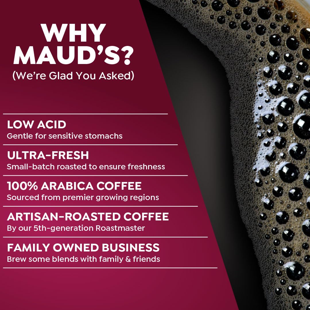 Maud's Raspberry Chocolate Flavored Coffee Pods, 18 ct, Medium Roast Flavored Coffee in Recyclable Single Serve Pods – 100% Arabica Beans, Compatible with Keurig K Cups Maker