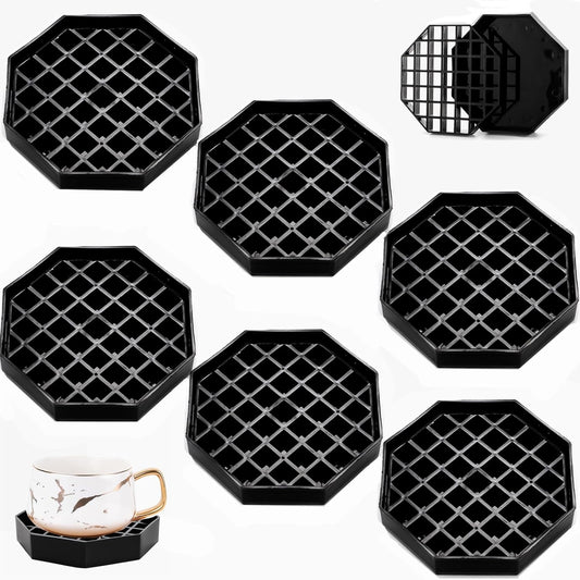 Tebery 6 Pack 4 Inch Coffee Drip Trays, Handy Water Catcher Tray for Drink Dispenser, Countertop Drip Coasters with Detachable Grid, Plastic Drip Tray Pan for Party, Home, Bar, Coffee Station