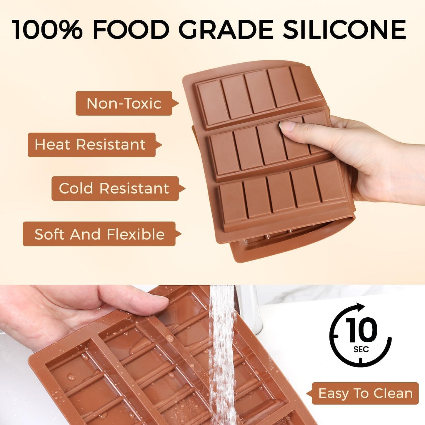 Chocolate Molds - Non-Stick Chocolate Bar Mold, Food Grade Silicone Deep Chocolate Bar Mold for Dubai Chocolate Bar Pistachio, Chocolate Snacks - Set of 2