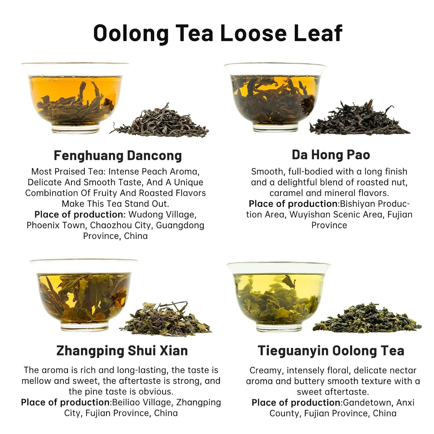 iTeaworld New Chinese Oolong Tea Sampler - 4 Flavors loose leaf Oolong tea Bag Sampler - Chinese Tea With Mediumly Caffeinated, High Mountain Tea, No Sweetener for Health Come with 20 Tea Bags, 3.5oz