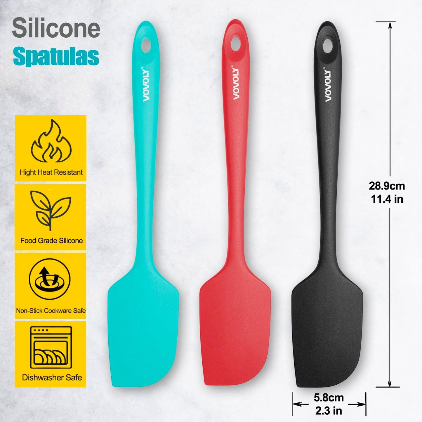 3 Pack Large Silicone Spatula for Kitchen,600°F Heat resistant Rubber Spatulas for Baking,Cooking, Scraping,and Mixing,Non Stick Kitchen Utensils, BPA Free, 11.2 IN, Multicolors