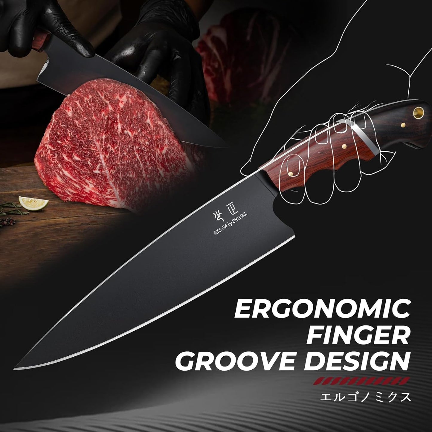 Japanese Chef Knife Set - 3 PCS Kitchen Utility Knife Sets for Cooking, Meat Cleaver Knives Set with Full Tang Wooden Handle, Gift for Birthday