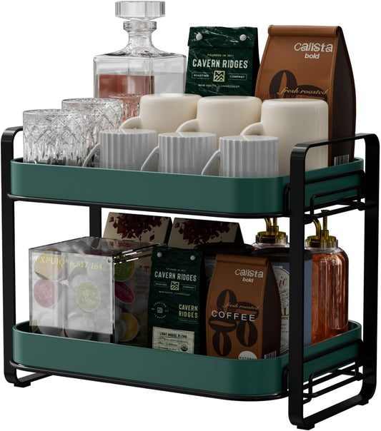 2-Tier Cup Drying Rack & Coffee Bar Accessories With Tray - Mug Holder for Countertop, Baby Bottle Organizer, Sippy Cup Storage, Tea & Glass Organizer