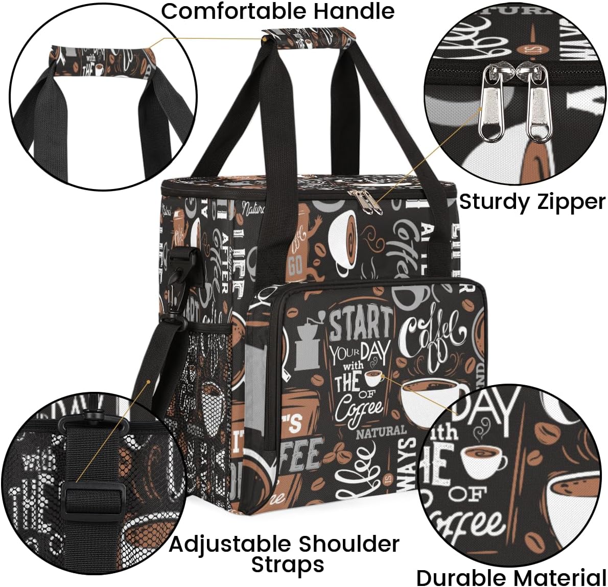 cfpolar Coffee Maker Storage Bag, Waterproof Travel Carrying Storage Tote Bag Organizer Case, Compatible with K-Mini or K-Mini Plus, And Suitable for Other Accessories， With Pockets for K-Cup Pods