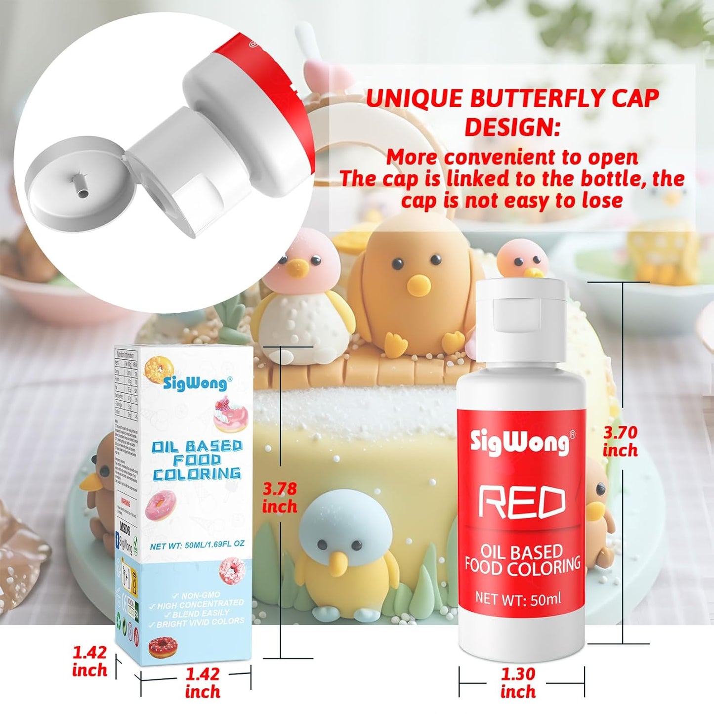 Oil Based Food Coloring for Chocolate - 50ml Red Upgraded Edible Oil Based Food Dye for Cake Decorating, Baking, Candy Melts, Cookie, Icing Frosting, Fondant, Meringues - 1.69 Fl.Oz Bottles