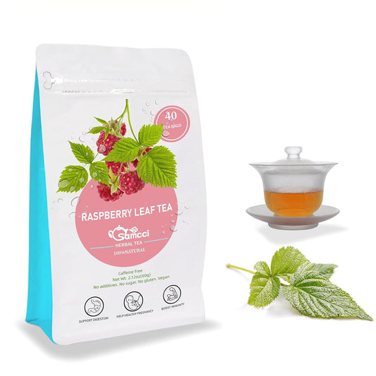 Samcci - Raspberry Leaf Tea Bag, 40 Teabags - Natural Pregnancy Tea - Pure Red Raspberry Leaf Herbal Tea - Help Childbirth & Support Menstrual - Non-GMO - Caffeine-free