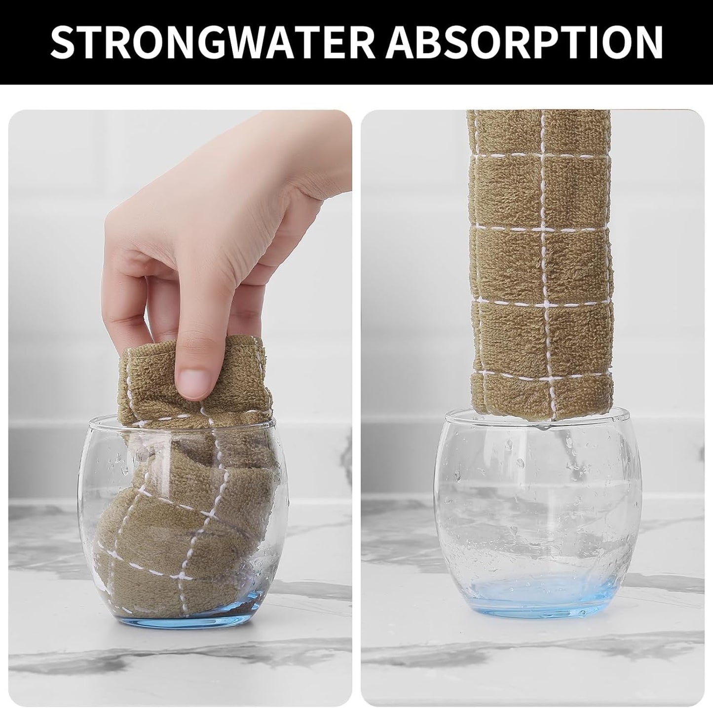 Homaxy 100% Cotton Terry Kitchen Dish Cloths, Ultra Soft and Absorbent Dish Towels for Kitchen, Perfect for Drying and Washing Dishes, 12 Pack, 12 x 12 Inches, Tan