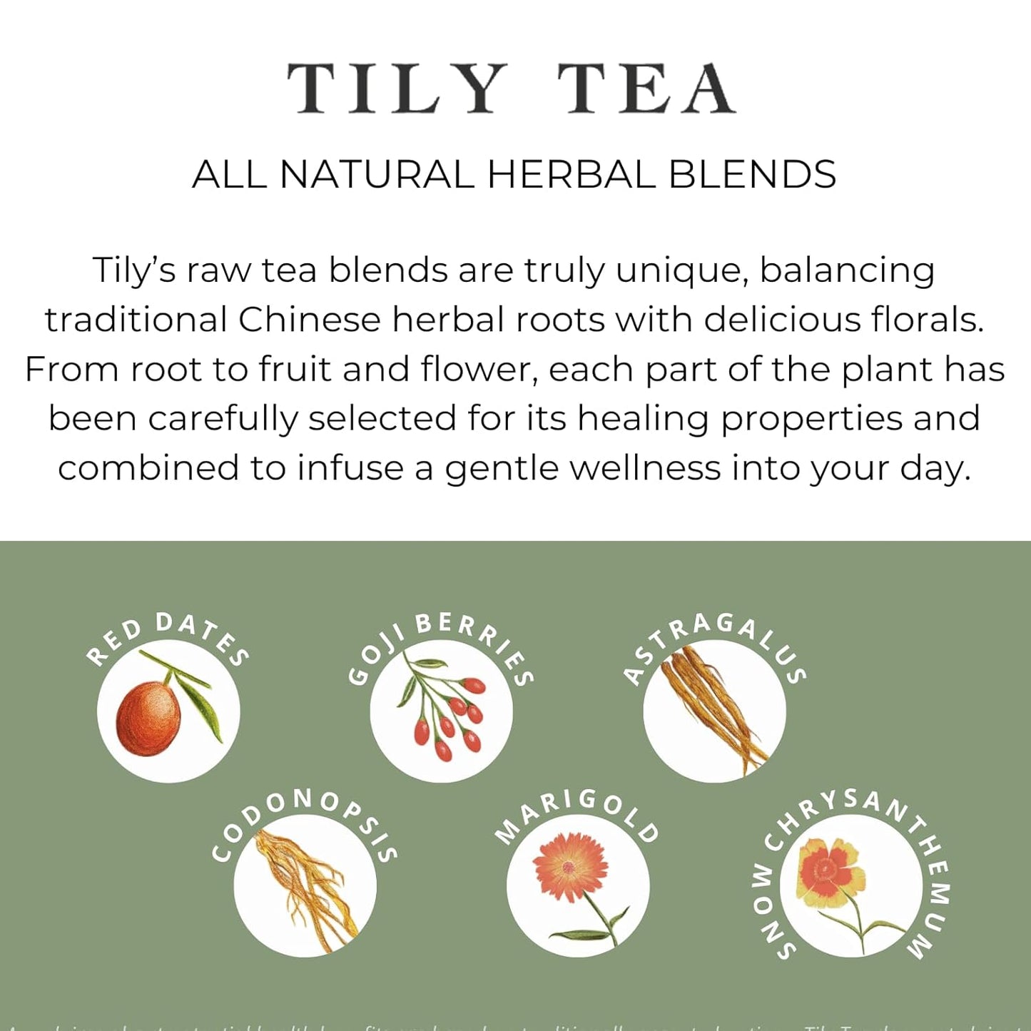 Tily Through The Day Wellness Tea - Antioxidant-Rich Herbal Tea - Caffeine Free - 10 Plastic-Free Teabags