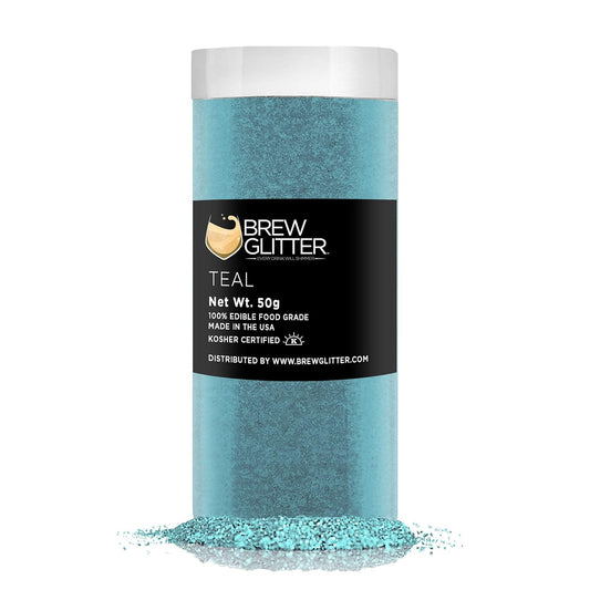 Teal BREW GLITTER Edible Glitter For Drinks, Cocktails, Beer, Garnish Glitter & Beverages | KOSHER & HALAL Certified | 100% Edible & Food Grade | Vegan, Gluten, Nut Free (50g, Teal)
