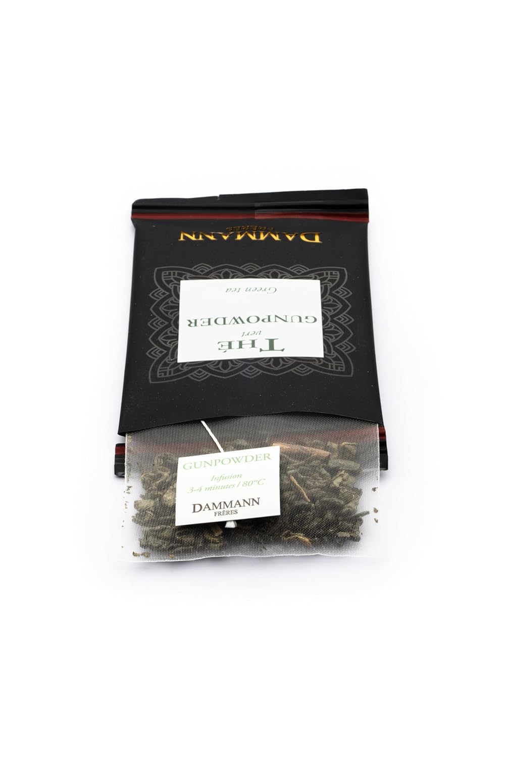 Dammann Freres Satchets, Gunpowder Green Tea Bags, Premium Gourmet French Tea, Individually Wrapped, 24 Count (Single Pack)