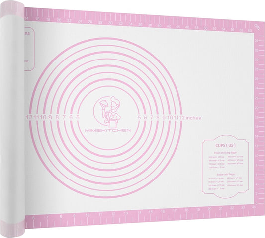 Silicone Pastry Mat for Dough Rolling, Extra Large Silicone Baking Mat with Measurements, Baking sheet for Cookies Fondant Pie Crust, Countertop Protector