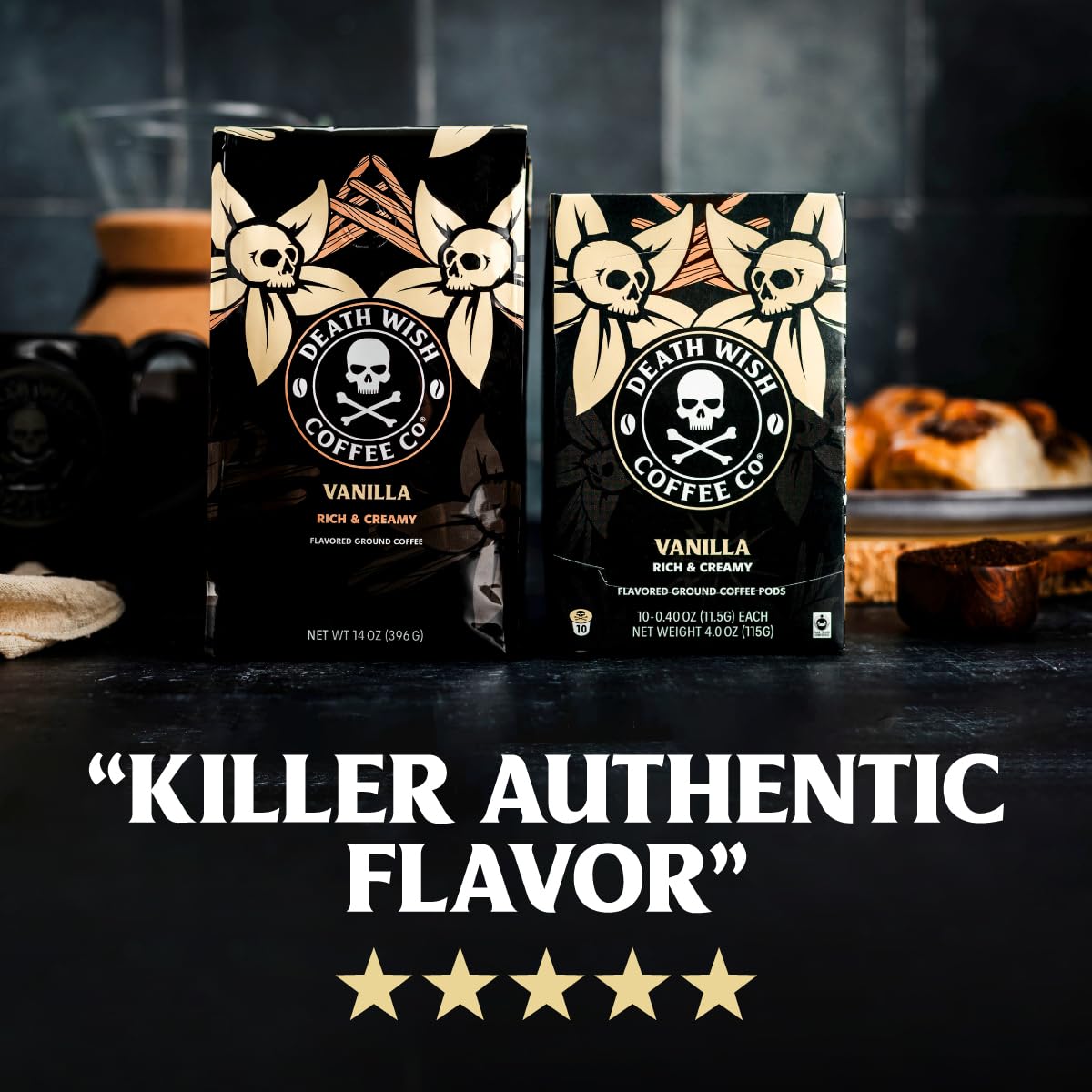 Death Wish Coffee, Vanilla Single Serve Pods (30 Count)