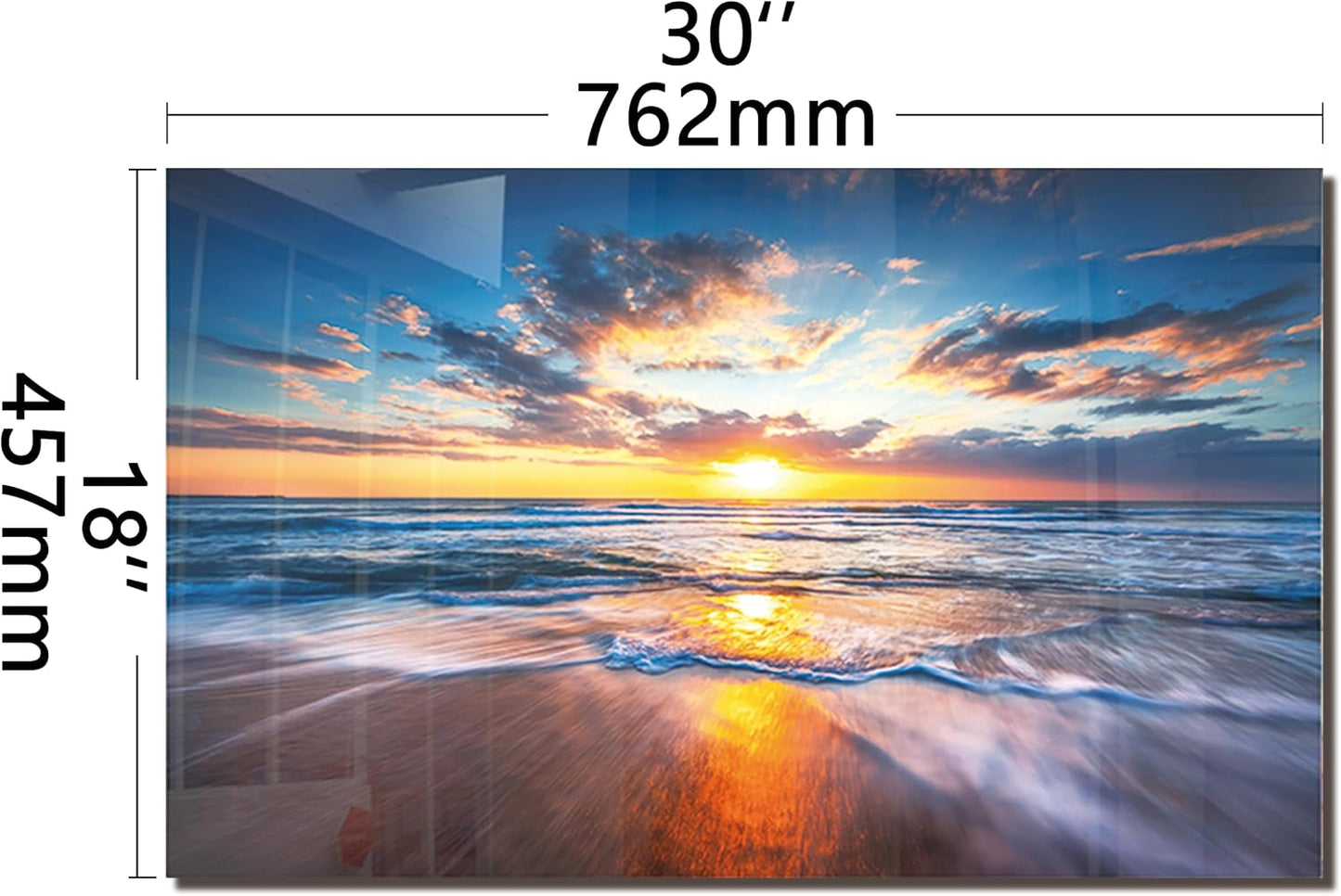 Tempered Glass Backsplash For Kitchen Behind Stove,Sea Beach Stove Backsplash Top Cover,Easy to Clean Glass Splashback, Sink Cover Splash Guard,Home Kitchen Wall Decor (30"x18"(76.2x45.72cm))