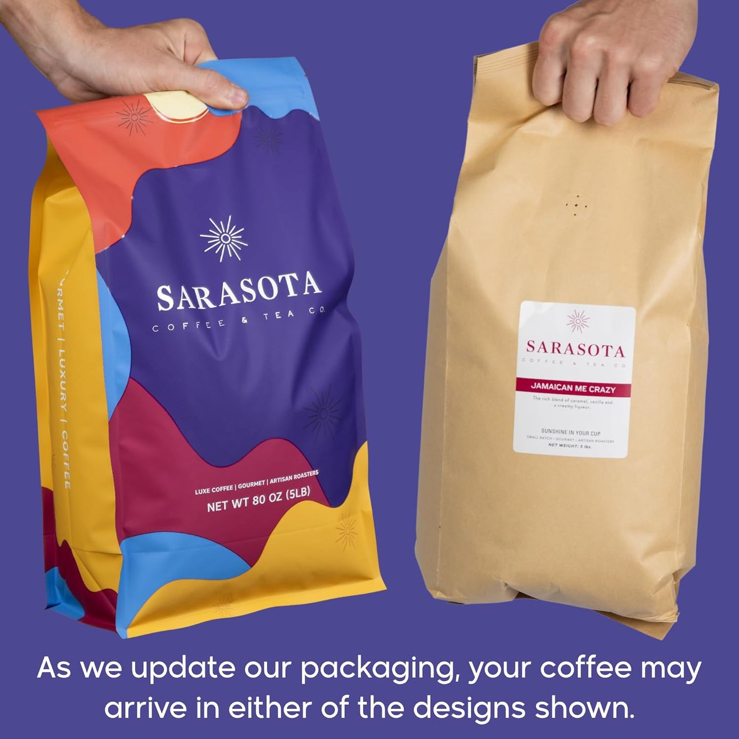 Sarasota Coffee Whole Bean Jamaican Me Crazy | Medium Roast Gourmet Flavored Coffee Beans | Low Acid, Mold Free, Specialty Grade Bulk Beans | 5lb (80 oz)