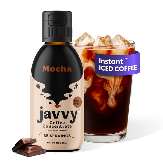 Javvy Coffee Concentrate - Cold Brew Coffee, Perfect for Hot or Iced Instant Coffees, Hot Drinks, Cold Brew Concentrate, 35 Servings - Mocha