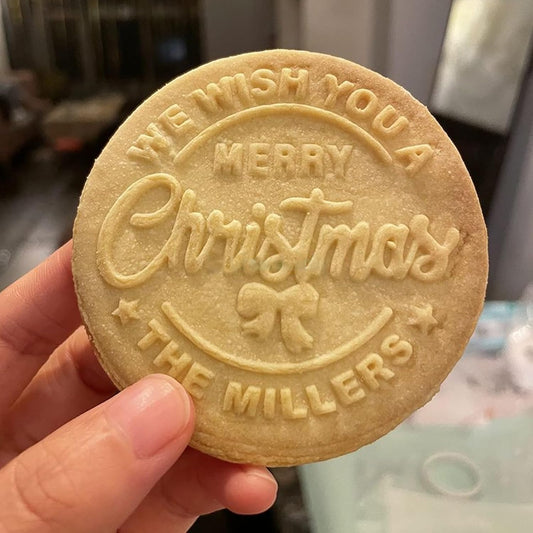 2025 Personalized Christmas Cookie Stamp Unique 3D Embossed Design Fun Tool for Baking Art (A-Merry Christmas Bow)