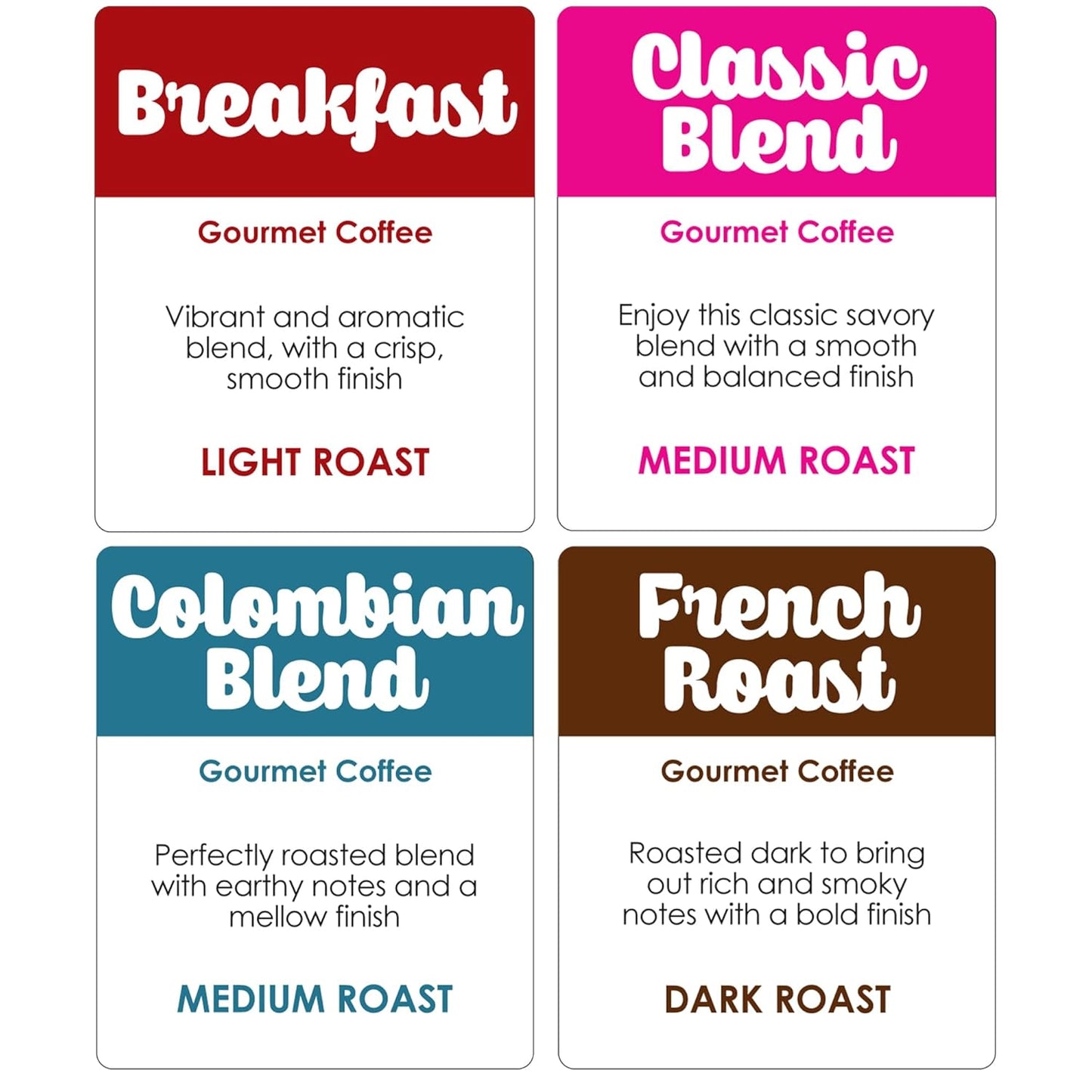 Donut Café Single Serve Coffee Pods for Keurig K Cup Brewers, Light Medium and Dark French Roast, Breakfast Classic Blend, Colombian, Variety Pack, 80 Count