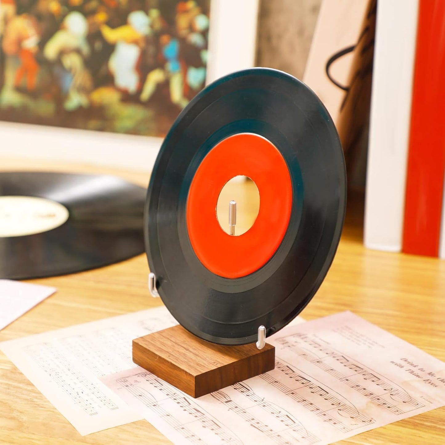 Wenqik 4 Pcs Crystal Display Stand Adjustable Metal Arms Small Rock Display Stand with Wooden Base Geodes Rock Agate Mineral Easel Holder for Collectibles(2.56 x 2.56 x 4.33 Inch)