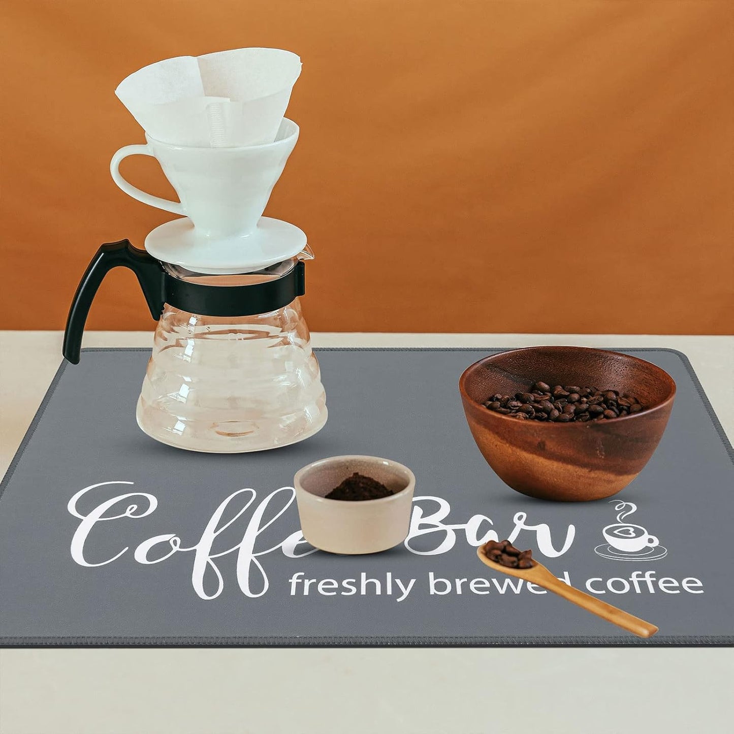 SHACOS Large Coffee Mats 2-Pack 16x24 Inch Absorbent Non Slip Under Coffee Maker Mats for Countertop Bar Accessories Heat Resistant, Gray