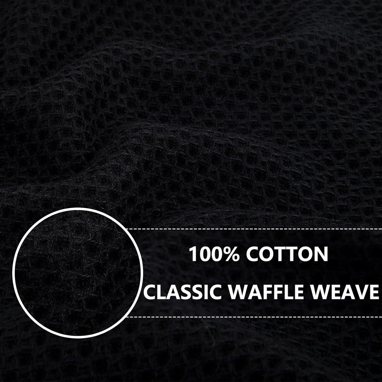 Homaxy 100% Cotton Waffle Weave Kitchen Dish Cloths, Ultra Soft Absorbent Quick Drying Dish Towels, 12 x 12 Inches, 18-Pack, Black