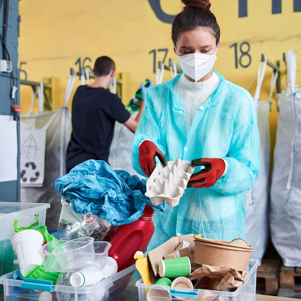 KAYGO Safety Work Gloves PU Coated for men and Women, 60 Pairs KG11P Seamless Knit Glove with Polyurethane Coated Smooth Grip on Palm and Fingers, Ideal for General Duty Work (L, Red)