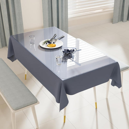 Crystal Clear Plastic Table Cover Protector, 42" x 60" Spill Resistant Easy Flat PVC Desk Pad Mat, 1.5mm Thick Rectangle Vinyl Table Top Protector for Dining Room Table, Office, Dresser