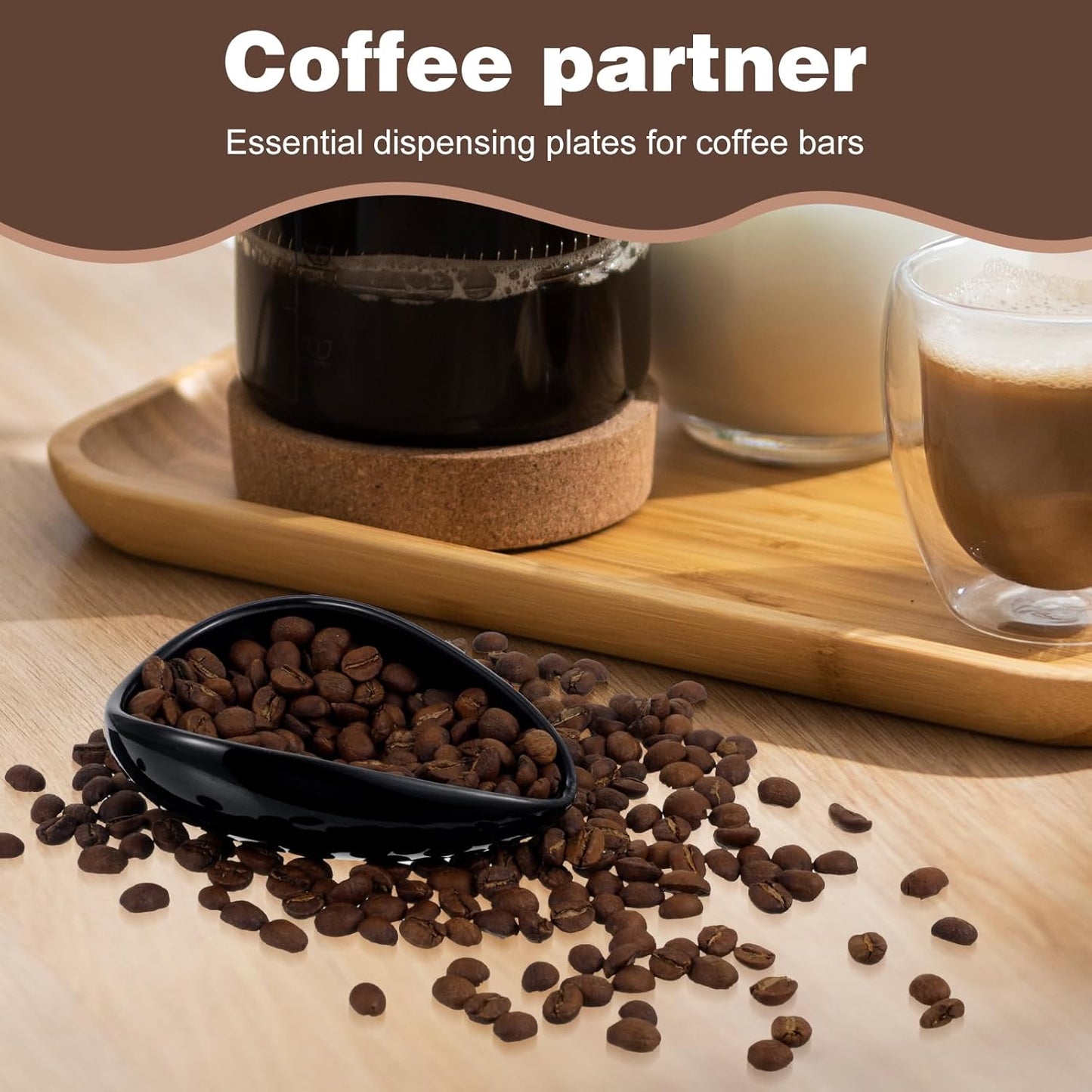 Black Coffee Bean Dosing Cup, Multi-Use Coffee Bean Weighing Container Precision Measuring Spoon for Espresso, Coffees Beans, Tea & Nuts (Black)