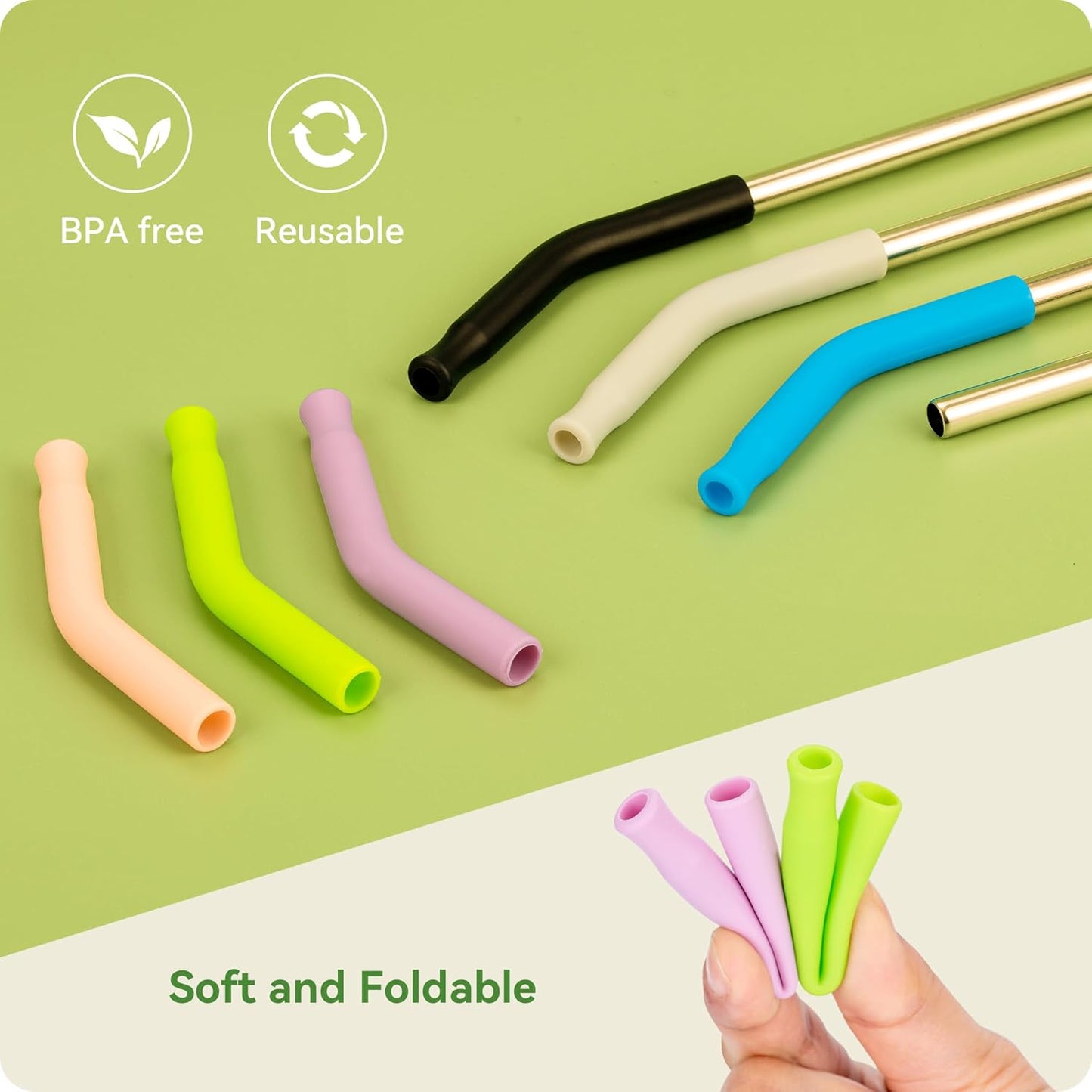 Snowfall Metal Straw for Stanley 40 OZ Tumbler, Long Reusable Stainless Steel Replacement Straws with Silicone Tip for Simple Modern 40 OZ Tumbler (Light Pink)