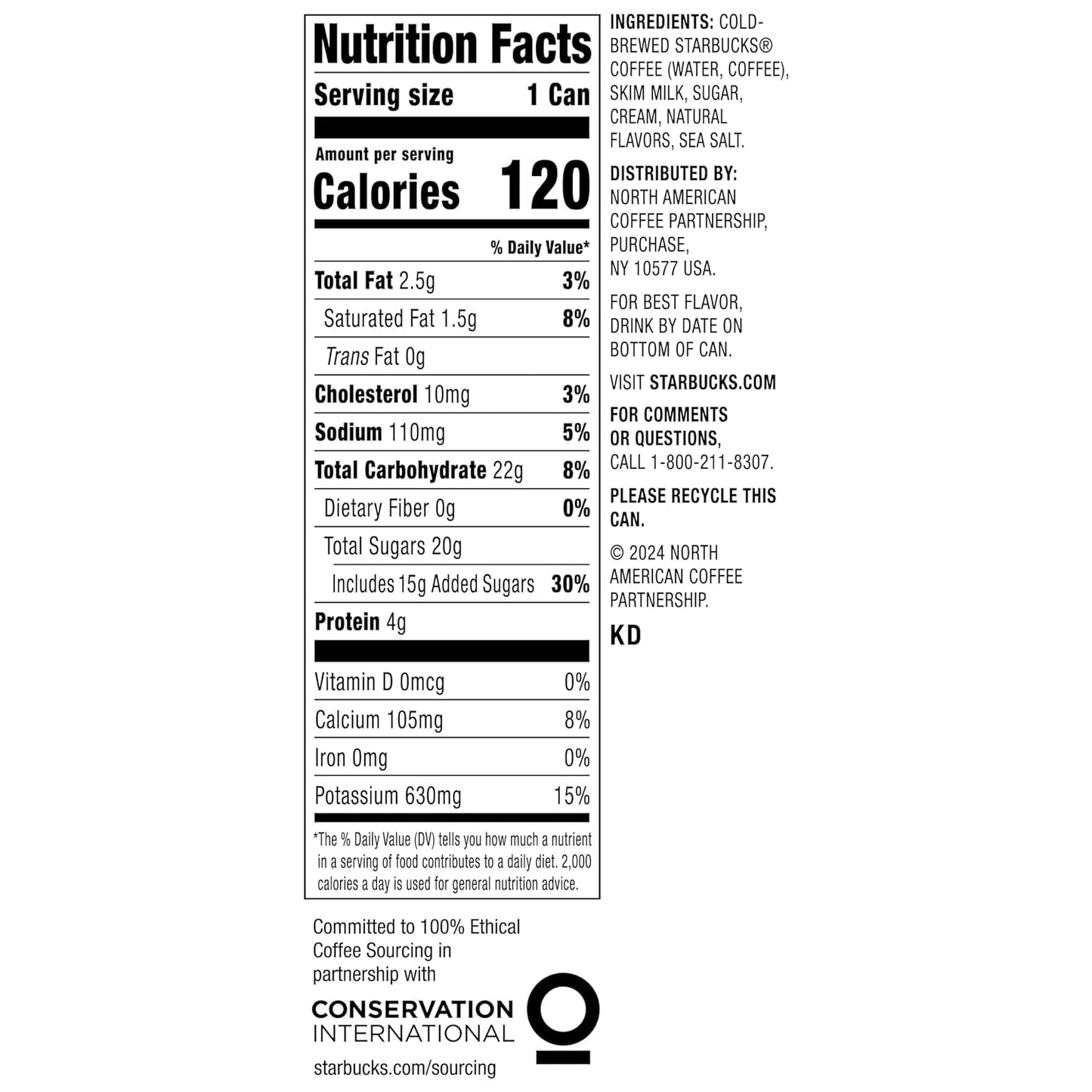 Starbucks Cold Brew Coffee, Salted Caramel Cream, 11 fl oz Cans (12 Pack), Premium Coffee Drink, Iced Coffee