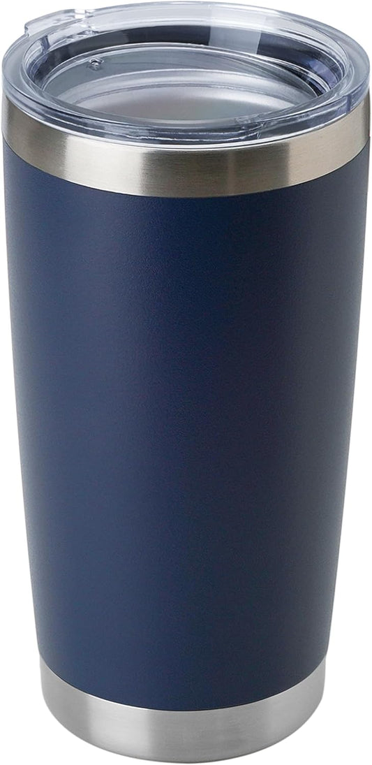 DOMICARE 20oz Stainless Steel Tumbler Bulk with Lid, Double Wall Vacuum Insulated Travel Mug, Powder Coated Coffee Cup (Powder Navy, 1)