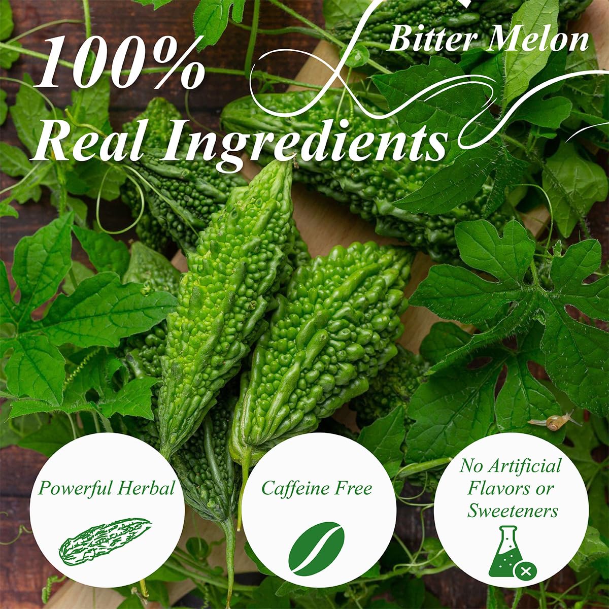 WT WEETEE Bitter Melon Tea Bags, Zero Sugar Tea, 100 Count Made with 100% Pure Natural Bitter Melon, Caffeine-free Momordica Charantia Tea