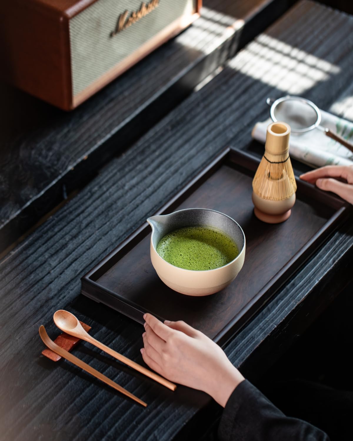 Artisan Matcha Whisk Set - 8 Pcs Premium Matcha Set with Bowl (Chawan), Bamboo Whisk & Tools | Matcha Kit for Making Breakfast/Latte | Gift for Matcha Lovers (Sunset Yellow)