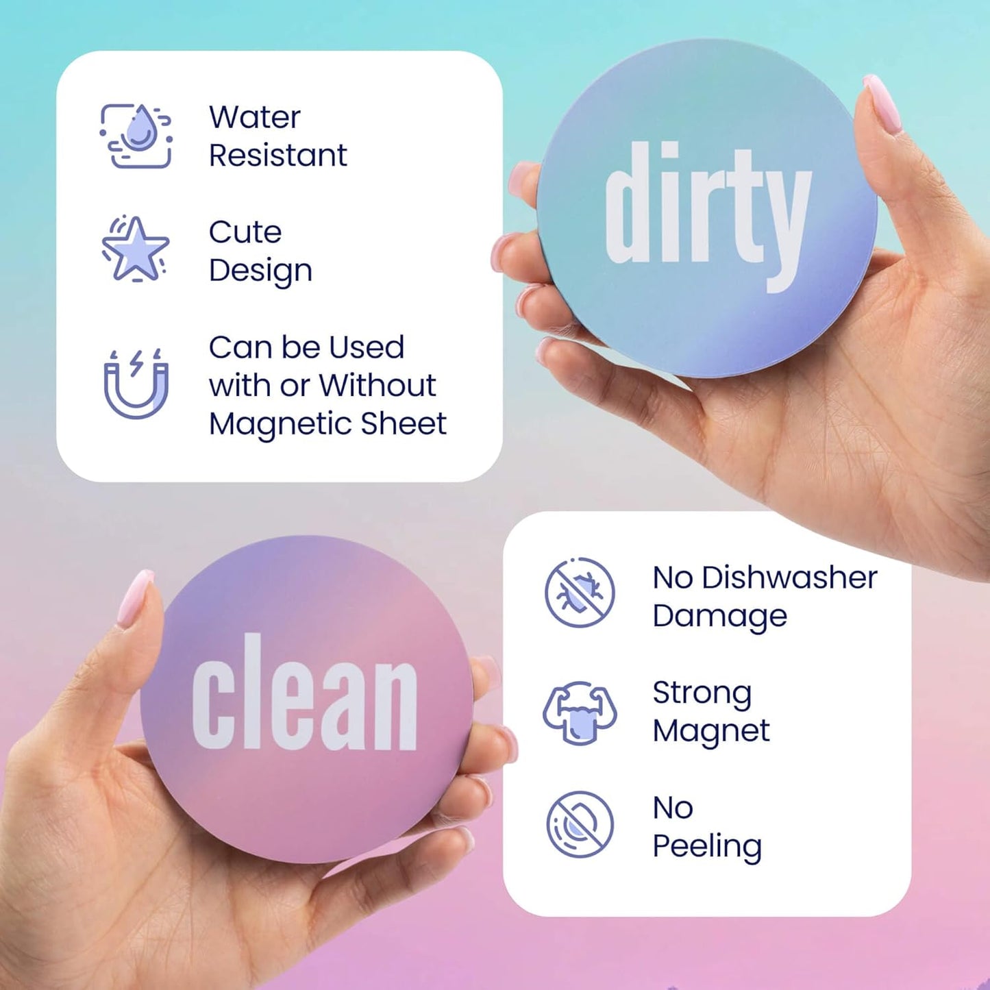 Dirty Clean Dishwasher Magnet - Essential Home Kitchen Gadget with Bold Visibility - Water Resistant & Universal Dishwasher Magnet Clean Dirty Sign for All Dish Washers