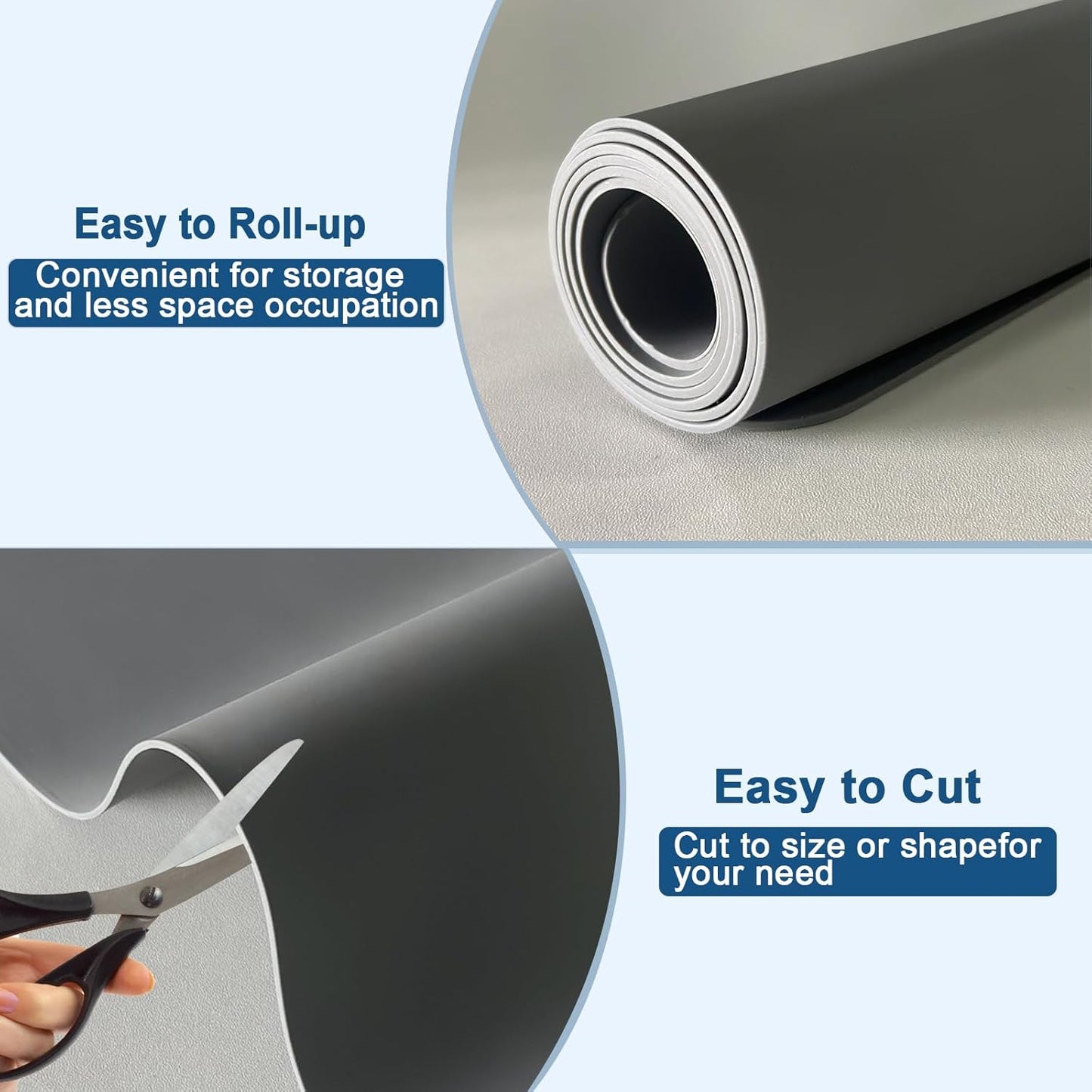 24"x24"(60cmx60cm) Silicone Mat for Kitchen Counter, Heat Resistant Non-Slip Countertop Protector, Waterproof Silicone Craft Mat for Kitchen Island, Light Gray