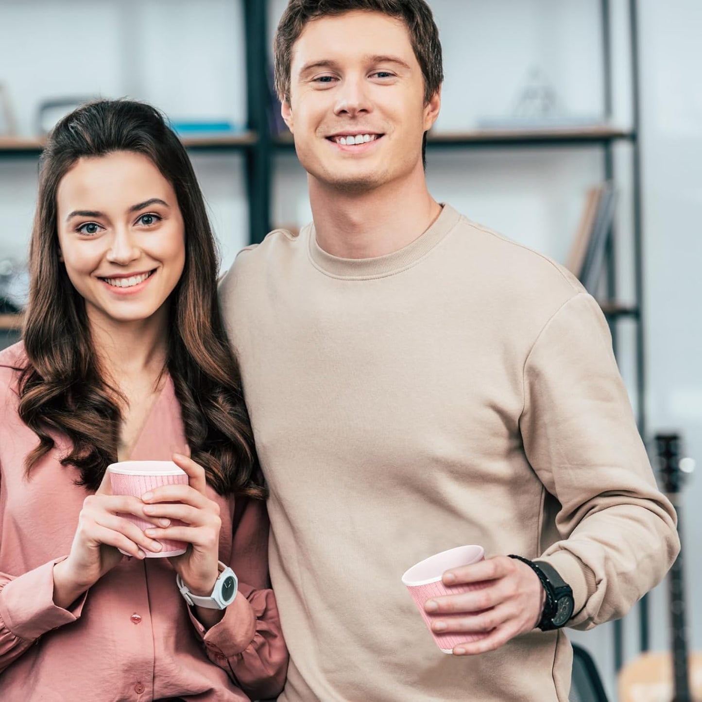 Yaomiao 200 Pcs 4 oz Disposable Espresso Coffee Cups Ripple Corrugated Paper Insulated Hot Cups for Party Cold Drinks Hot Beverage Tea(Pink)