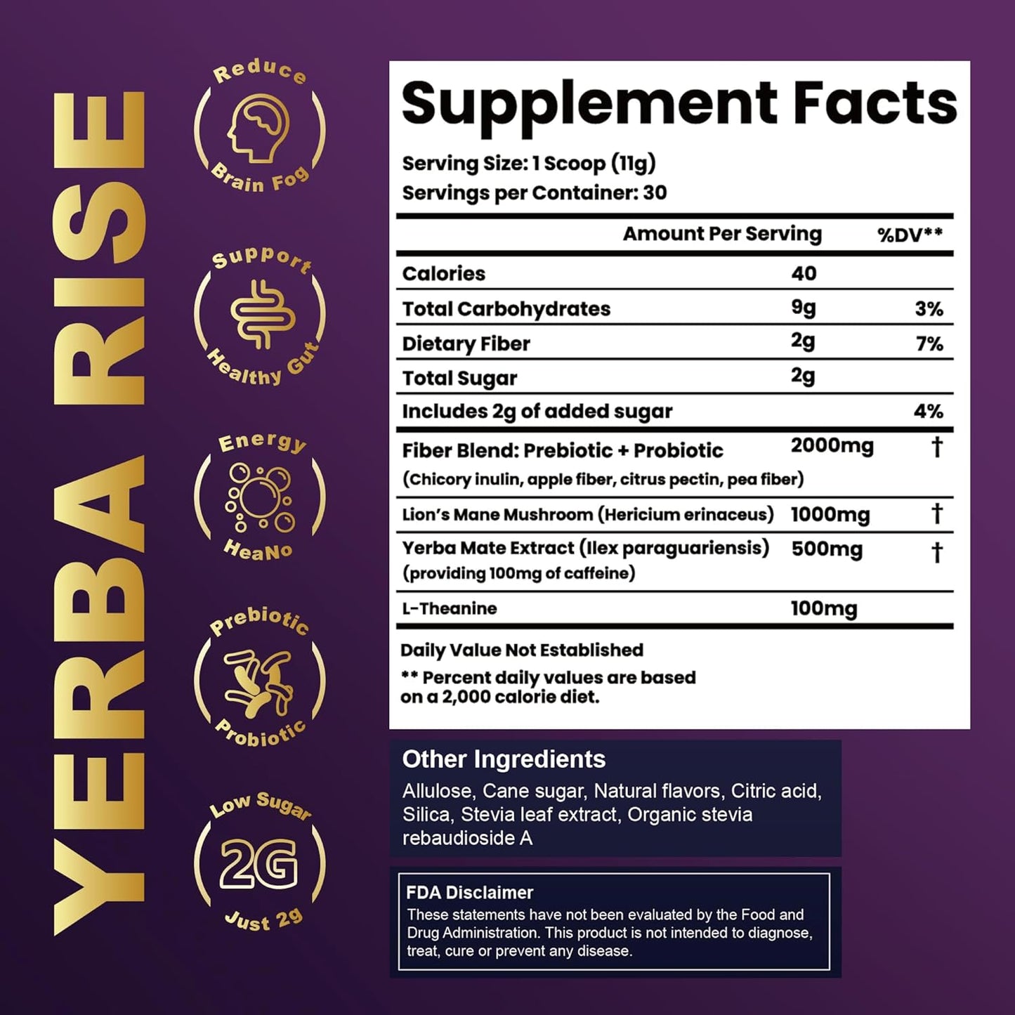 Yerba Mate Peach Mango Energy Tea Powder – Clean Plant-Based Focus Drink with Probiotics & Adaptogens – Low Sugar, No Crash, Smooth Taste – 30 Refreshing Servings