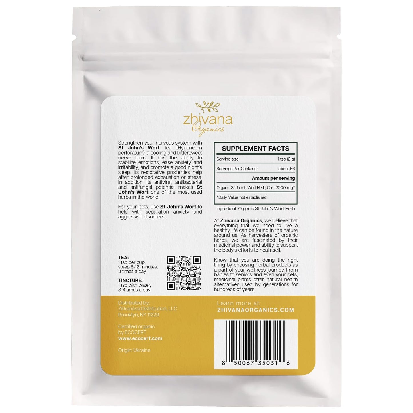 Organic St Johns Wort Tea (4 oz.) – 100% Pure Dried Saint John’s Wort Herb – Te de Hierba de San Juan Organica