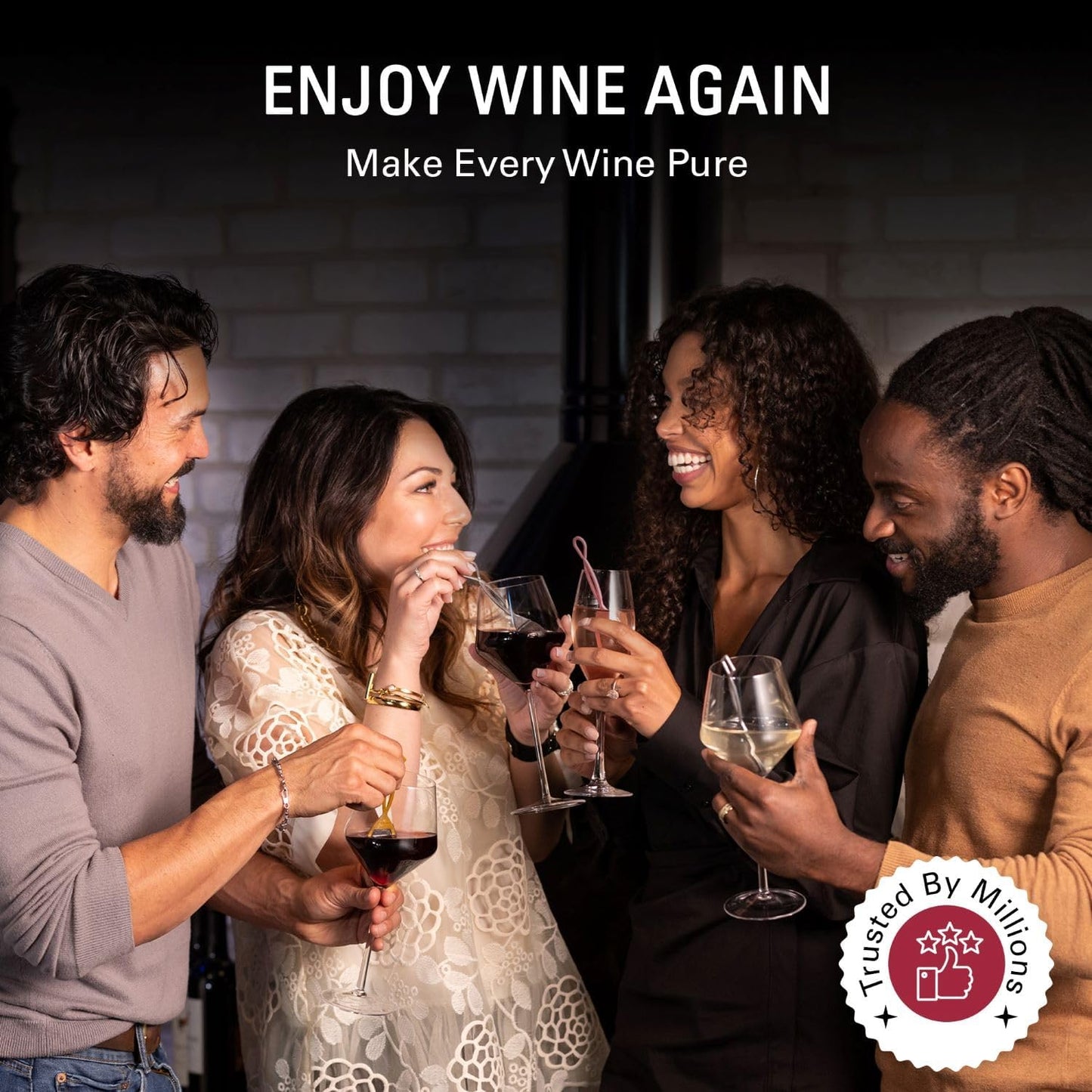 PureWine Wine Wands Purifier, 30 Wine Filters Remover Histamines Sulfite - May Reduce and Alleviate Wine Allergies & Sensitivities - Restores Taste, Perfect Wine Pour, Gifting, Holiday (30 Pack)