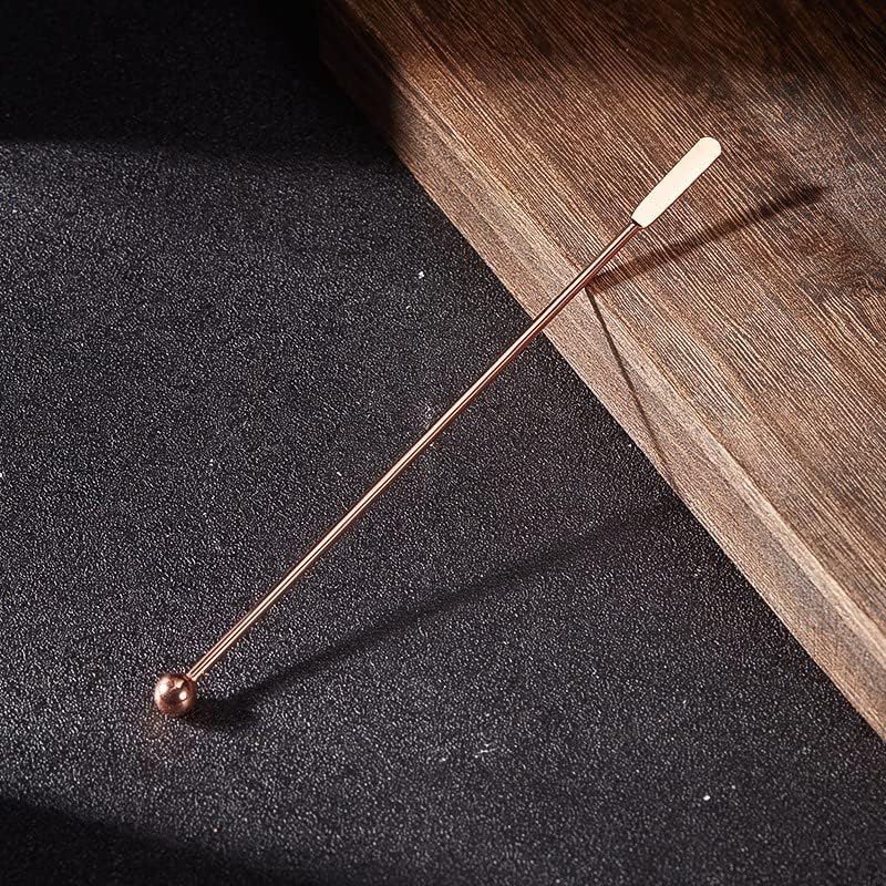 10 pcs Stainless Steel Coffee Beverage Stir Sticks Cocktail Stirrers Drink Swizzle Stick 7.4" Swizzle Stick Picks Tools Rose Gold