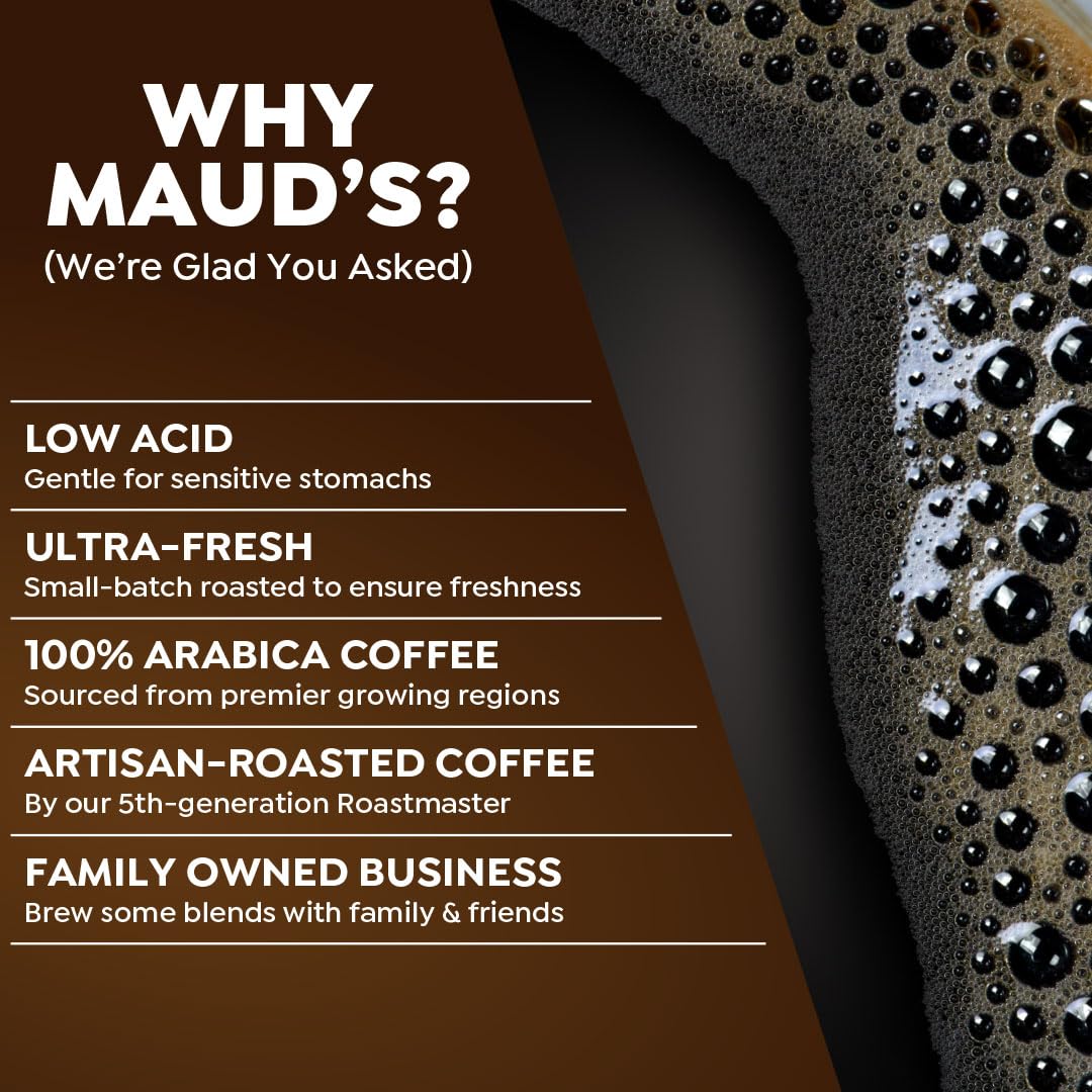 Maud's Decaf Dark Roast Coffee Pods, 18 ct, Decaffeinated Coffee in Recyclable Single Serve Pods – 100% Arabica Coffee, Compatible with Keurig K Cups Maker