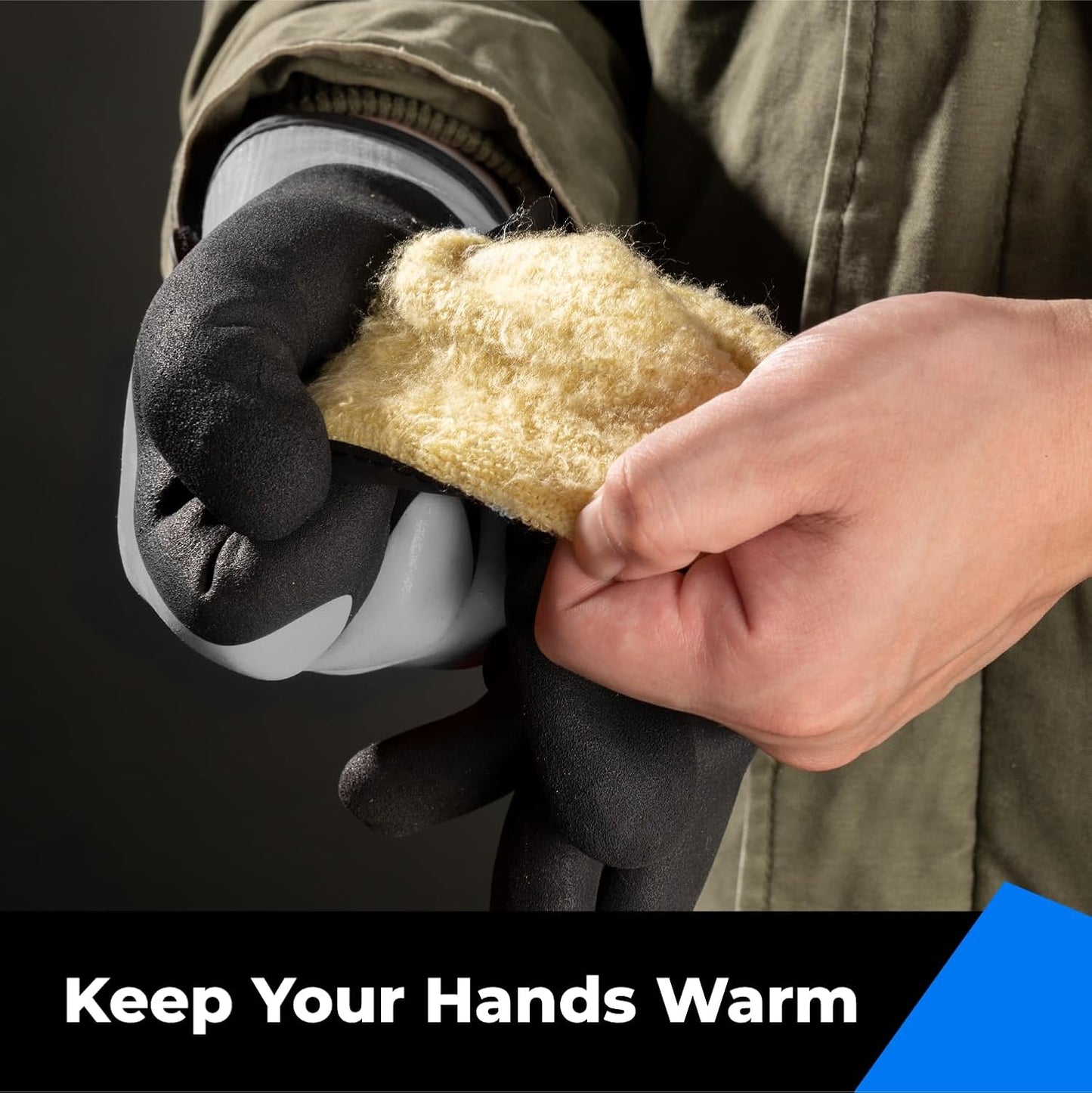 toolant 100% Waterproof Gloves Bulk Pack, 3 Pairs, Winter Work Gloves for Cold Temperature, Touchsreen, Warm Gloves for Freezer, Fishing and Gardening, With Grip, Grey, XX-Large