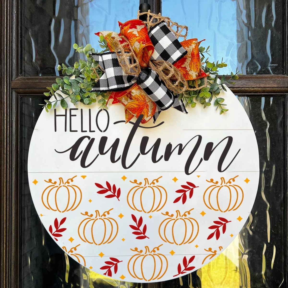 Fall Stencils for Painting on Wood 12” Autumn Stencils Hello Pumpkin Stencil Happy Thanksgiving Drawing Templates for Porch Sign Door Wreath Doormat