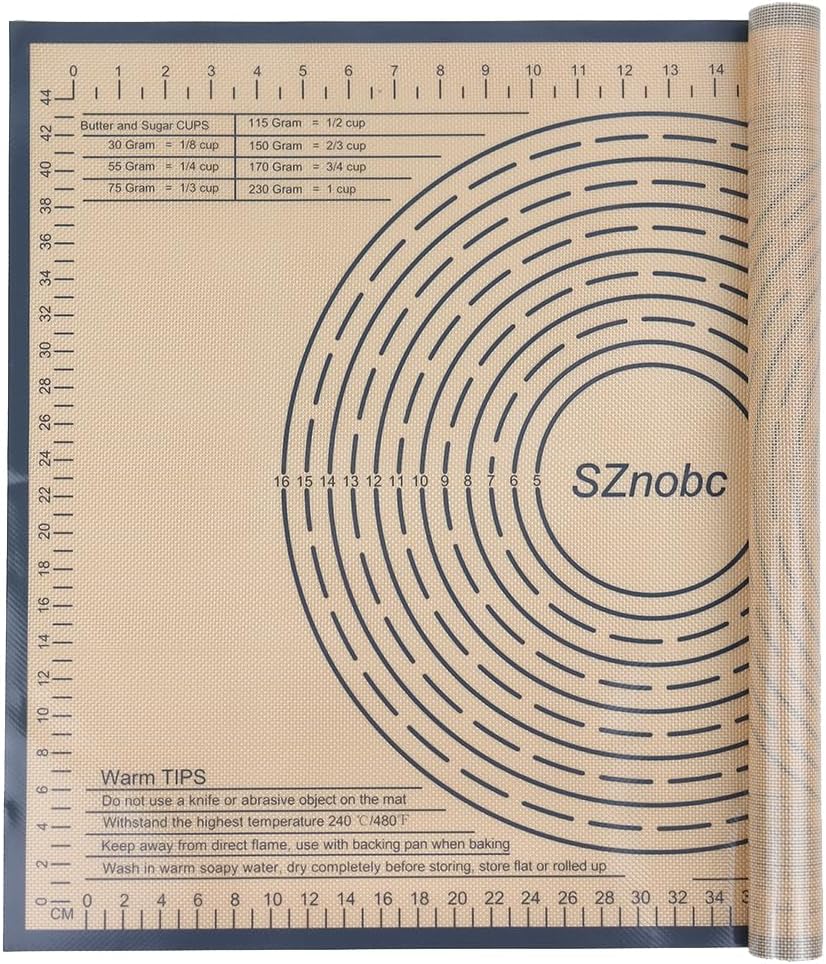 Non-slip Silicone Pastry Mat 28X20 inches Baking Mat with Measurement, Perfect for Dough, Pastry, Pie Crust, Fondant, Cookies, Bread, Pasta, Pizza, Food Grade Kitchen Counter Mats