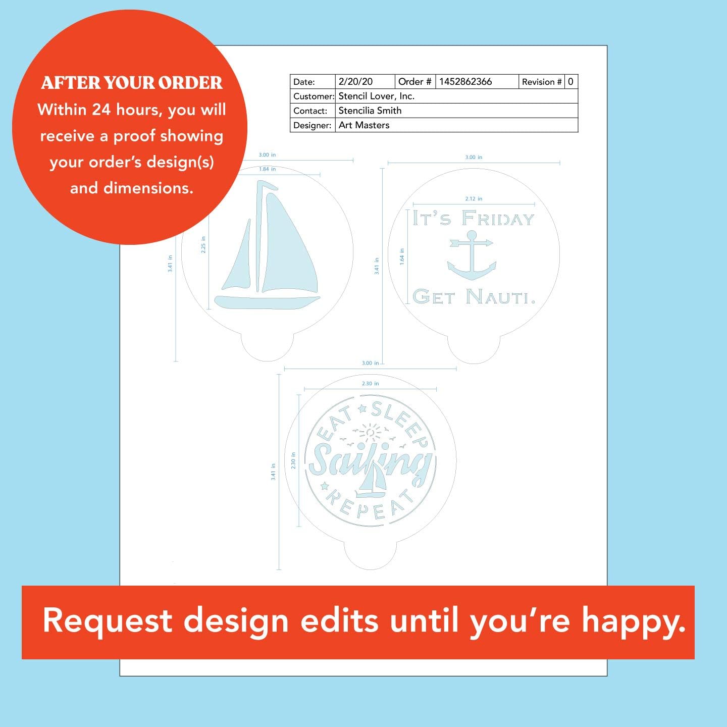 Stencil Stop Custom Coffee Stencil - Customizable for Business Logos, Faces, Images - 14 Mil Mylar Plastic (2.5 x 2.5 inches - 10 Pack)