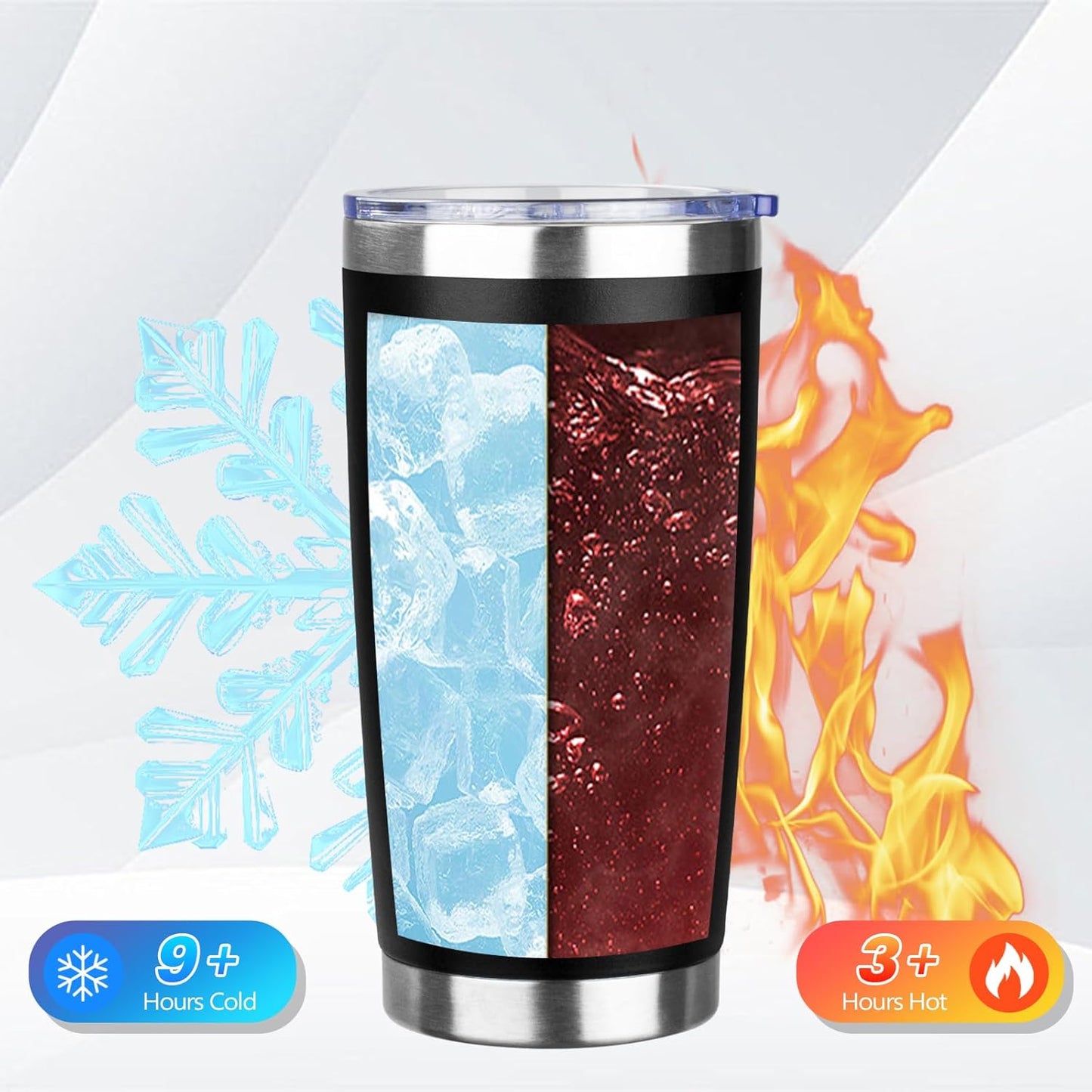 20oz Tumbler Bulk with Lid and Straw, Stainless Steel Double Wall Vacuum Insulated Travel Mug, Powder Coated Coffee Cups for Hot and Cold Drinks,Funny Gifts for Women Men(Black,1)